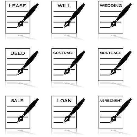 Icon set showing different types of documents being signed Stock Photo - Budget Royalty-Free & Subscription, Code: 400-07410160
