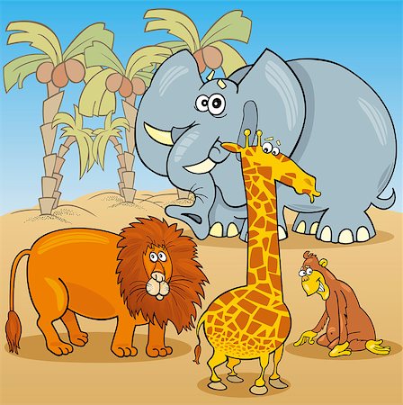 simsearch:400-08255624,k - Cartoon Illustration of Cute Safari Wild African Animals Group Stock Photo - Budget Royalty-Free & Subscription, Code: 400-07410458