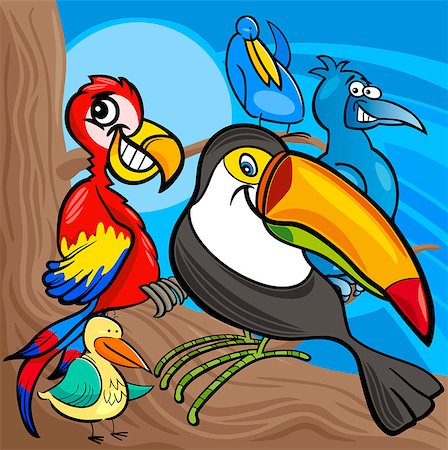 simsearch:400-08410665,k - Cartoon Illustrations of Funny Colorful Birds Characters Group Photographie de stock - Aubaine LD & Abonnement, Code: 400-07410452