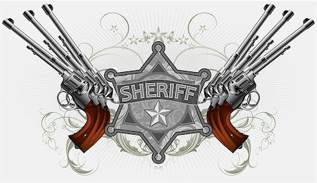 simsearch:400-04914047,k - sheriff star with guns, this illustration may be useful as designer work Stock Photo - Budget Royalty-Free & Subscription, Code: 400-07411206