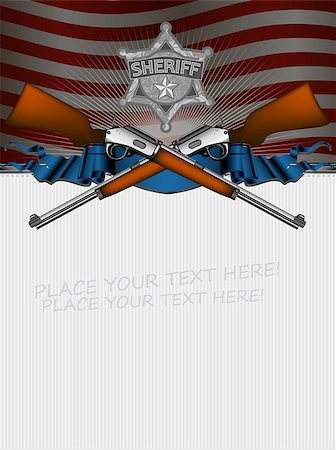 simsearch:400-04914047,k - sheriff star with guns and USA background, this illustration may be useful as designer work Stock Photo - Budget Royalty-Free & Subscription, Code: 400-07411207