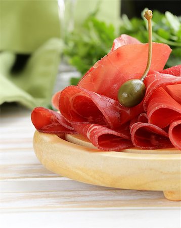 simsearch:400-06207145,k - Smoked meat bresaola snack on a cutting board Stock Photo - Budget Royalty-Free & Subscription, Code: 400-07411283
