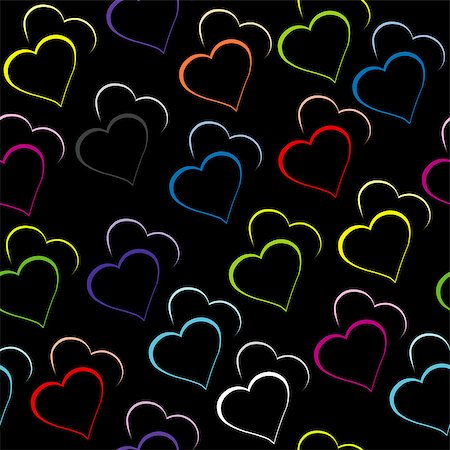 simsearch:400-04886615,k - Black background with colored hearts Stock Photo - Budget Royalty-Free & Subscription, Code: 400-07411311