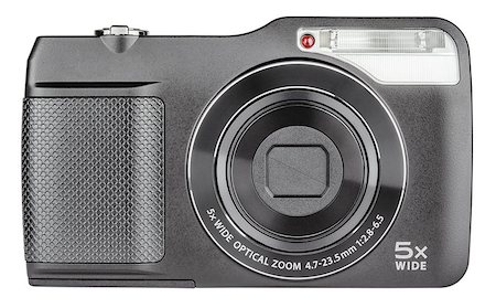 simsearch:400-04294580,k - Digital compact camera closed lens isolated on white with clipping path Stock Photo - Budget Royalty-Free & Subscription, Code: 400-07411553