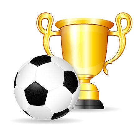 simsearch:400-07499775,k - Soccer Poster with Soccer Ball and Gold Trophy, vector isolated on white background Stock Photo - Budget Royalty-Free & Subscription, Code: 400-07411879