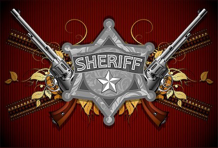 simsearch:400-04914047,k - sheriff star with guns, this illustration may be useful as designer work Stock Photo - Budget Royalty-Free & Subscription, Code: 400-07412424