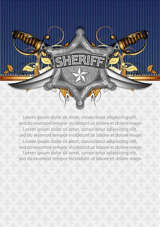 simsearch:400-04914047,k - ornate frame with sheriff star, this illustration may be useful as designer work Stock Photo - Budget Royalty-Free & Subscription, Code: 400-07412422
