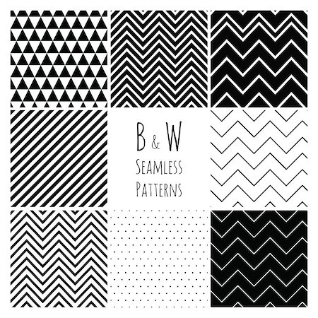Seamless geometric hipster background set.  Black and White Seamless Patterns. Stock Photo - Budget Royalty-Free & Subscription, Code: 400-07412557