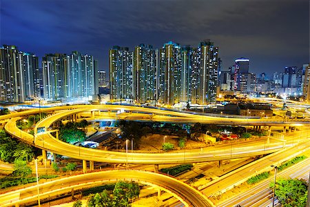 aerial view of the city overpass at night, HongKong,Asia China Stock Photo - Budget Royalty-Free & Subscription, Code: 400-07412995