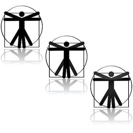 physics icons - Icon representation of the famous drawing by Leonardo Da Vinci called The Vitruvian man. Stock Photo - Budget Royalty-Free & Subscription, Code: 400-07424441