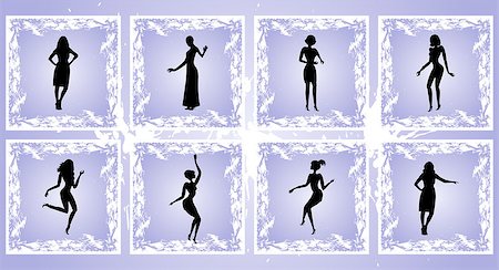 simsearch:400-06481645,k - Illustration of female silhouettes on square grunge background Stock Photo - Budget Royalty-Free & Subscription, Code: 400-07425109