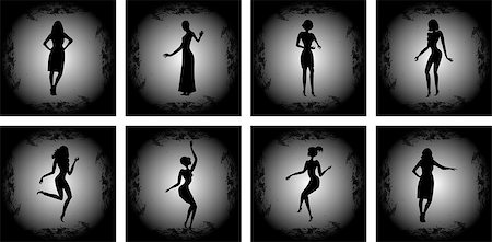 simsearch:400-06481645,k - Illustration of female silhouettes on square grunge background Stock Photo - Budget Royalty-Free & Subscription, Code: 400-07425103