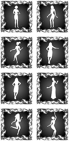 simsearch:400-06481645,k - Illustration of female silhouettes on square grunge background Stock Photo - Budget Royalty-Free & Subscription, Code: 400-07425110