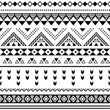 Vector seamless aztec ornament, ethnic pattern on black backgorund Photographie de stock - Aubaine LD & Abonnement, Code: 400-07425199