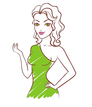 sketch glamour women - Vector illustration of Beautiful woman Stock Photo - Budget Royalty-Free & Subscription, Code: 400-07425314