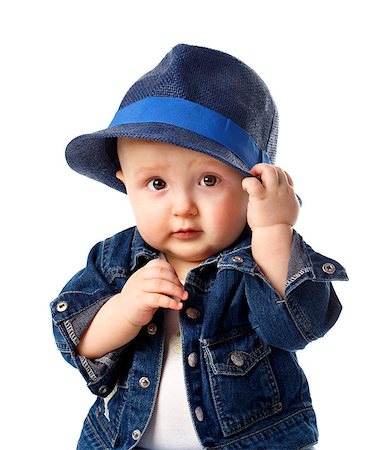 shy baby - Cute baby boy holding his blue hat Stock Photo - Budget Royalty-Free & Subscription, Code: 400-07425428