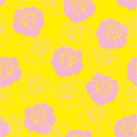 seamless floral - Seamless floral vector pattern with pink retro roses on neon sunny yellow background. Beautiful abstract vintage texture with pink flowers for funky website design or neon spring desktop wallpaper. Stock Photo - Budget Royalty-Free & Subscription, Code: 400-07427753