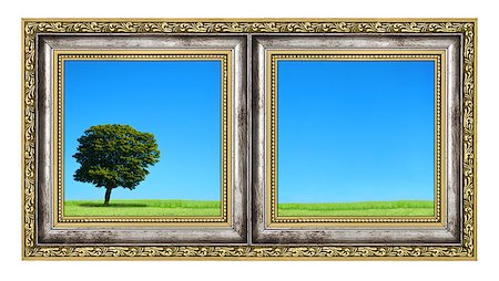 diptych with landscape isolated on white background, photo inside is my property Foto de stock - Super Valor sin royalties y Suscripción, Código: 400-07427908