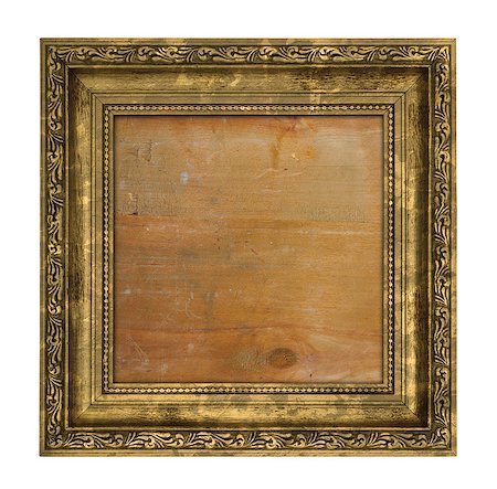 simsearch:400-07332295,k - Ruined golden frame with wooden interior isolated on white Stock Photo - Budget Royalty-Free & Subscription, Code: 400-07428688