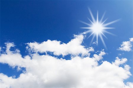 simsearch:400-07661289,k - Nature background. Blue sky with white clouds and sun Stock Photo - Budget Royalty-Free & Subscription, Code: 400-07420747