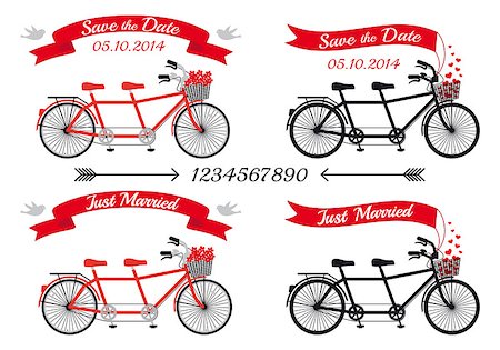 simsearch:400-06686195,k - wedding invitation, tandem bicycles and ribbons, vector design elements Photographie de stock - Aubaine LD & Abonnement, Code: 400-07420887