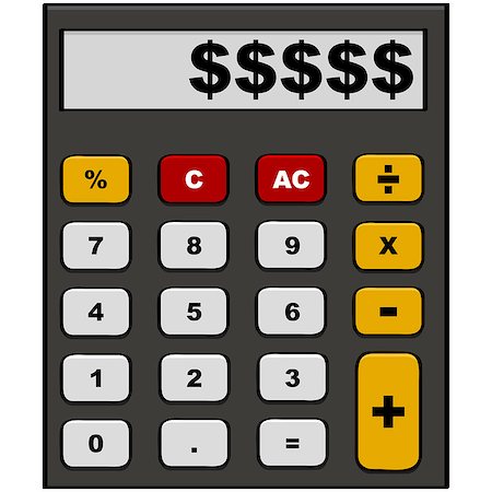 education loan - Cartoon illustration showing a calculator with dollar signs in the display area Photographie de stock - Aubaine LD & Abonnement, Code: 400-07420899