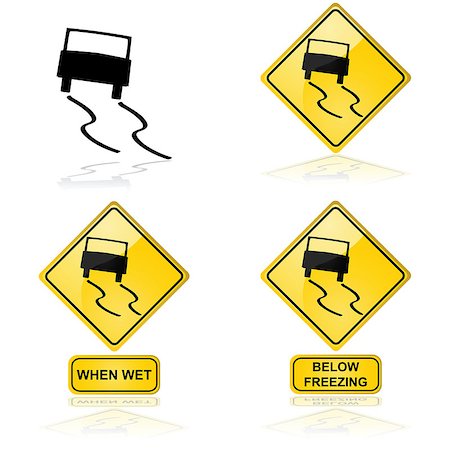 Icon showing a car skidding on a slippery road or surface Stock Photo - Budget Royalty-Free & Subscription, Code: 400-07421499