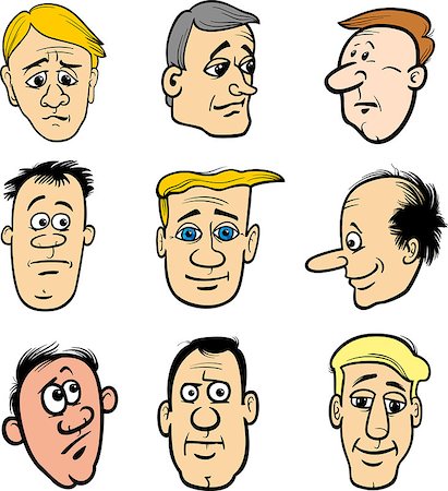 simsearch:400-04790516,k - Cartoon Illustration of Men Heads Characters and Emotions or Expressions Stock Photo - Budget Royalty-Free & Subscription, Code: 400-07422247