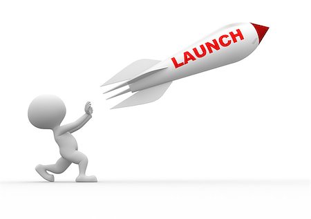 3d people - man, person and a rocket with text "launch" Stock Photo - Budget Royalty-Free & Subscription, Code: 400-07422900
