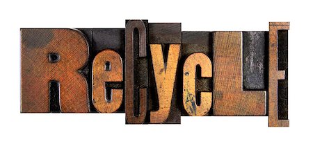 simsearch:400-07301131,k - The word RECYCLE written in vintage letterpress type Stock Photo - Budget Royalty-Free & Subscription, Code: 400-07423444