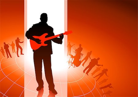 Guitar player with Musical Group Background Original Vector Illustration  Musical Band Ideal for Live Music Concept Stock Photo - Budget Royalty-Free & Subscription, Code: 400-07444829