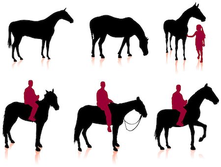 Horse and Jockey Silhouette Set Original Vector Illustration Animals Ideal for Sport Concept Stock Photo - Budget Royalty-Free & Subscription, Code: 400-07444922