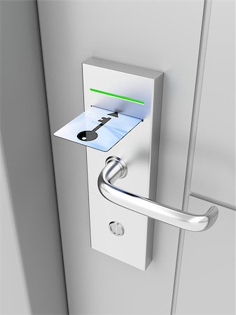 Electronic lock on door with keycard Stock Photo - Budget Royalty-Free & Subscription, Code: 400-07445679