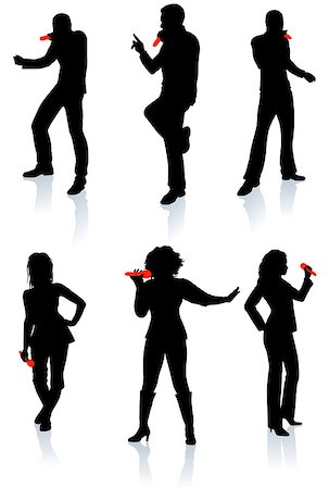 Singers Silhouette Collection Original Vector Illustration People Silhouette Sets Stock Photo - Budget Royalty-Free & Subscription, Code: 400-07445696