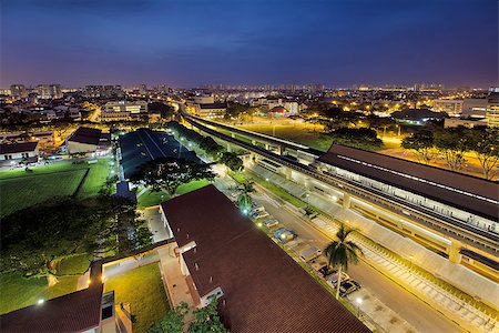 Eunos Housing District MRT Train Station in Singapore During Early Morning Dawn Blue Hour Stock Photo - Budget Royalty-Free & Subscription, Code: 400-07446431