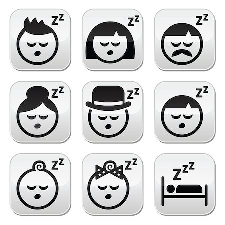 Vector buttons set of sleeping people isolated on white Stock Photo - Budget Royalty-Free & Subscription, Code: 400-07450209