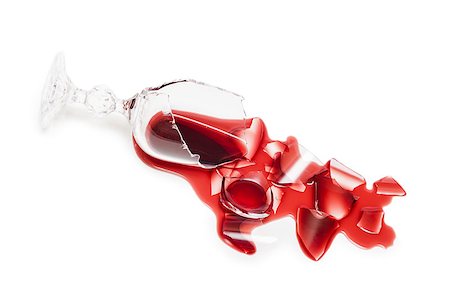 simsearch:640-02770391,k - Broken glass of wine. Poured red wine, like blood. Isolated on white background. Studio shoot. Stock Photo - Budget Royalty-Free & Subscription, Code: 400-07450721