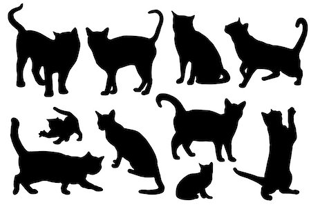 sleeping in class pictures blacks - cat silhouettes on the white background Stock Photo - Budget Royalty-Free & Subscription, Code: 400-07450829