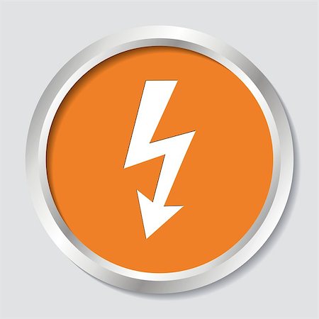 simsearch:400-03993174,k - White vector high voltage symbol on orange button Stock Photo - Budget Royalty-Free & Subscription, Code: 400-07464022