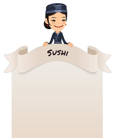 food specialist - Asian Female Chef Looking at Blank Menu on Top. In the EPS file, each element is grouped separately. Isolated on white background. Stock Photo - Budget Royalty-Free & Subscription, Code: 400-07464691