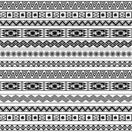 folk - Abstract Black and White Ethnic Seamless Geometric Pattern. Vector Background Stock Photo - Budget Royalty-Free & Subscription, Code: 400-07464693