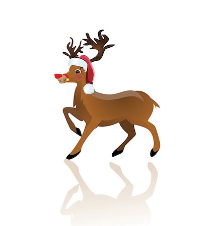 Cartoon reindeer on white background - vector illustration. Stock Photo - Budget Royalty-Free & Subscription, Code: 400-07465959