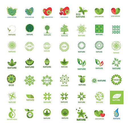 biggest collection of vector logos eco and nature Stock Photo - Budget Royalty-Free & Subscription, Code: 400-07462358