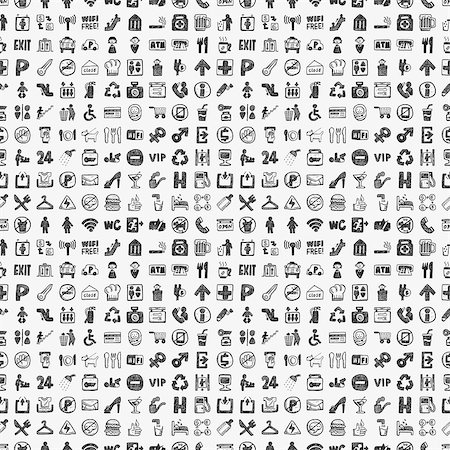 seamless doodle public sign pattern Stock Photo - Budget Royalty-Free & Subscription, Code: 400-07462698