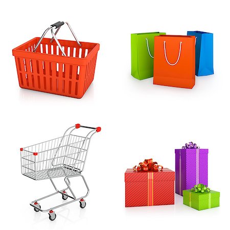 simsearch:400-04012842,k - Image set of shopping objects isolated on white background. Stock Photo - Budget Royalty-Free & Subscription, Code: 400-07477797