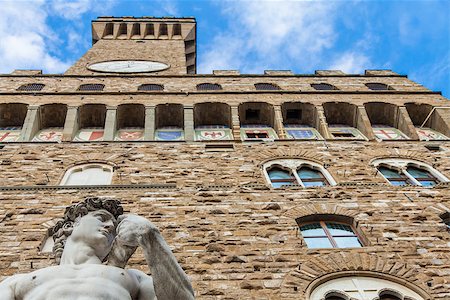 statue of david - Florence, Italy. Michelangelo's David in front of Palazzo Vecchio. Stock Photo - Budget Royalty-Free & Subscription, Code: 400-07479801