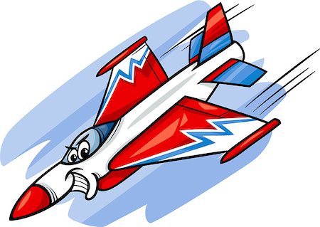 Cartoon Illustration of Funny Jet Fighter Plane Comic Mascot Character Stock Photo - Budget Royalty-Free & Subscription, Code: 400-07470572