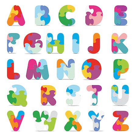 font design background - Alphabet written with puzzle - vector illustration Stock Photo - Budget Royalty-Free & Subscription, Code: 400-07470614