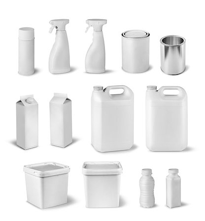Blank package container dummy collection set isolated on white Stock Photo - Budget Royalty-Free & Subscription, Code: 400-07473014
