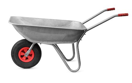 Garden metal wheelbarrow cart isolated on white Stock Photo - Budget Royalty-Free & Subscription, Code: 400-07473079